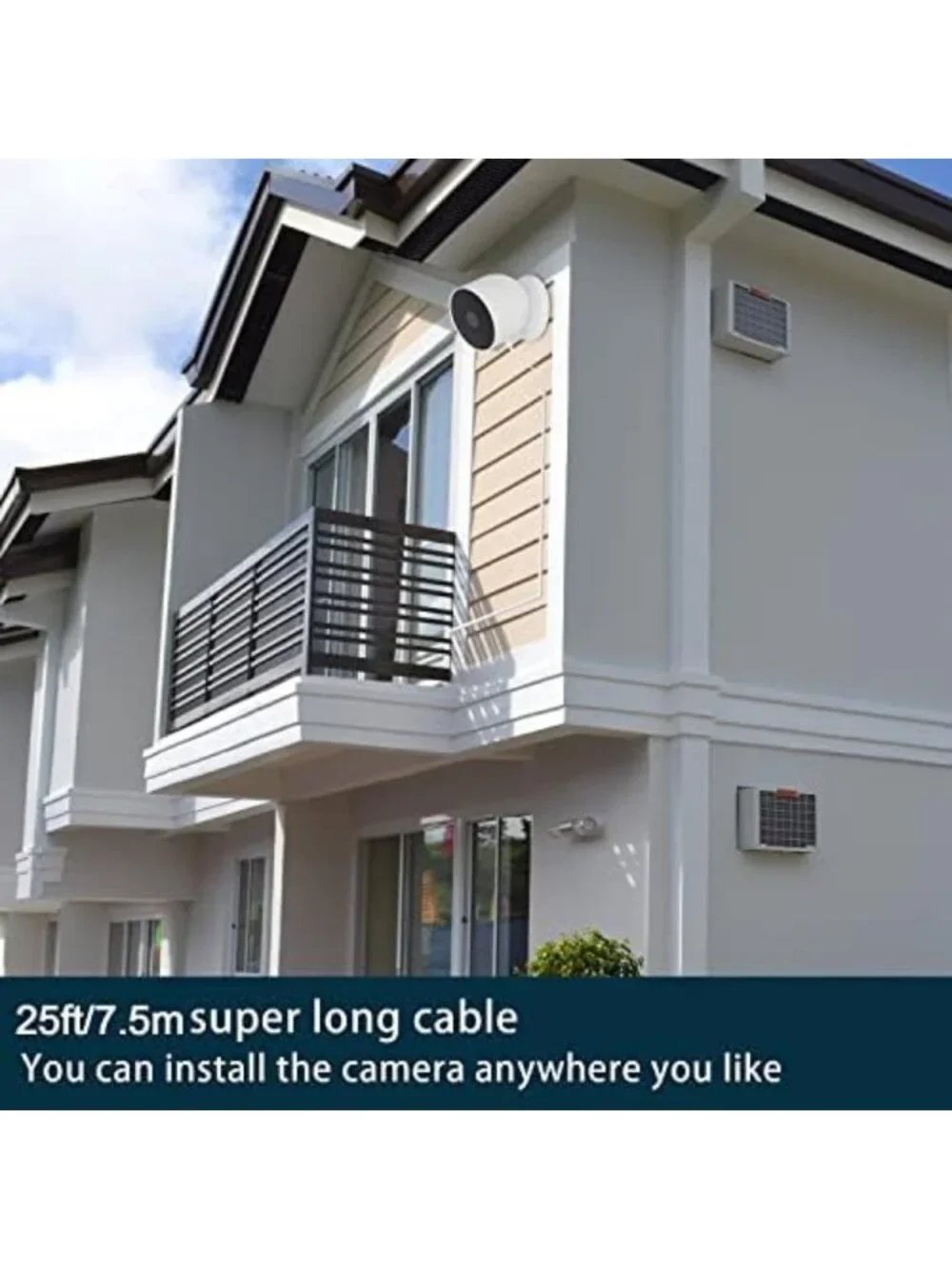 2 Pack 25Ft Weatherproof Charging Cable for Google Nest Cam - Flat Outdoor Power